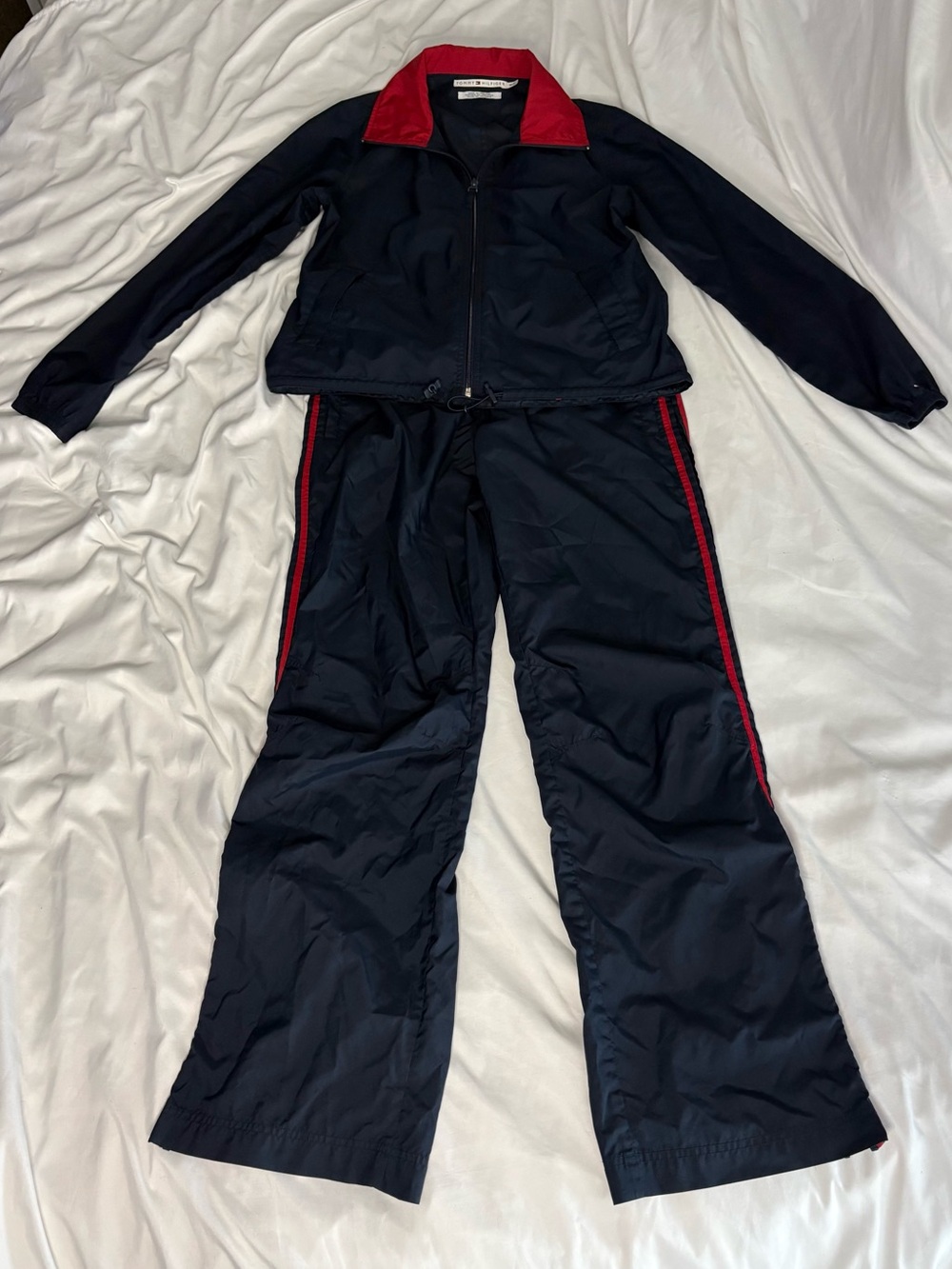 Vintage Tommy Hilfiger Navy Two Piece Tracksuit with Red Accents